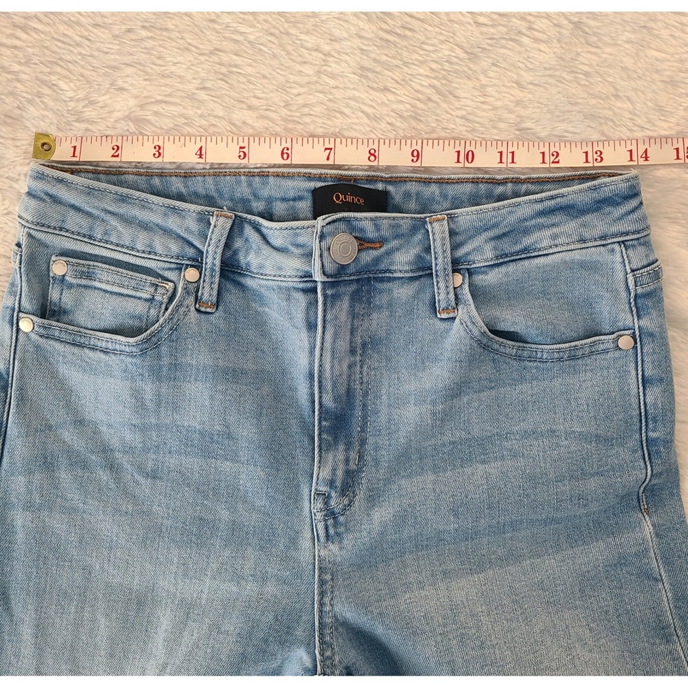 Quince Bella Stretch High Rise Straight Jeans Frosted Blue Light Wash 28/30 - Picture 3 of 9
